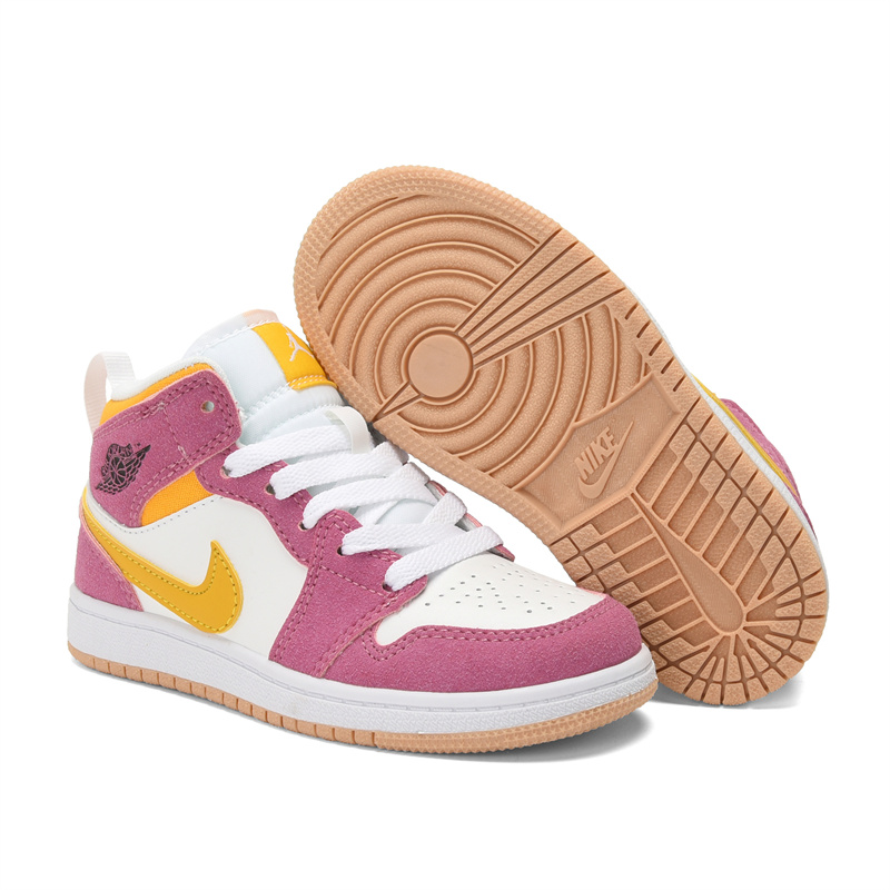 Youth Running Weapon Air Jordan 1 White/Pink Shoes 0180